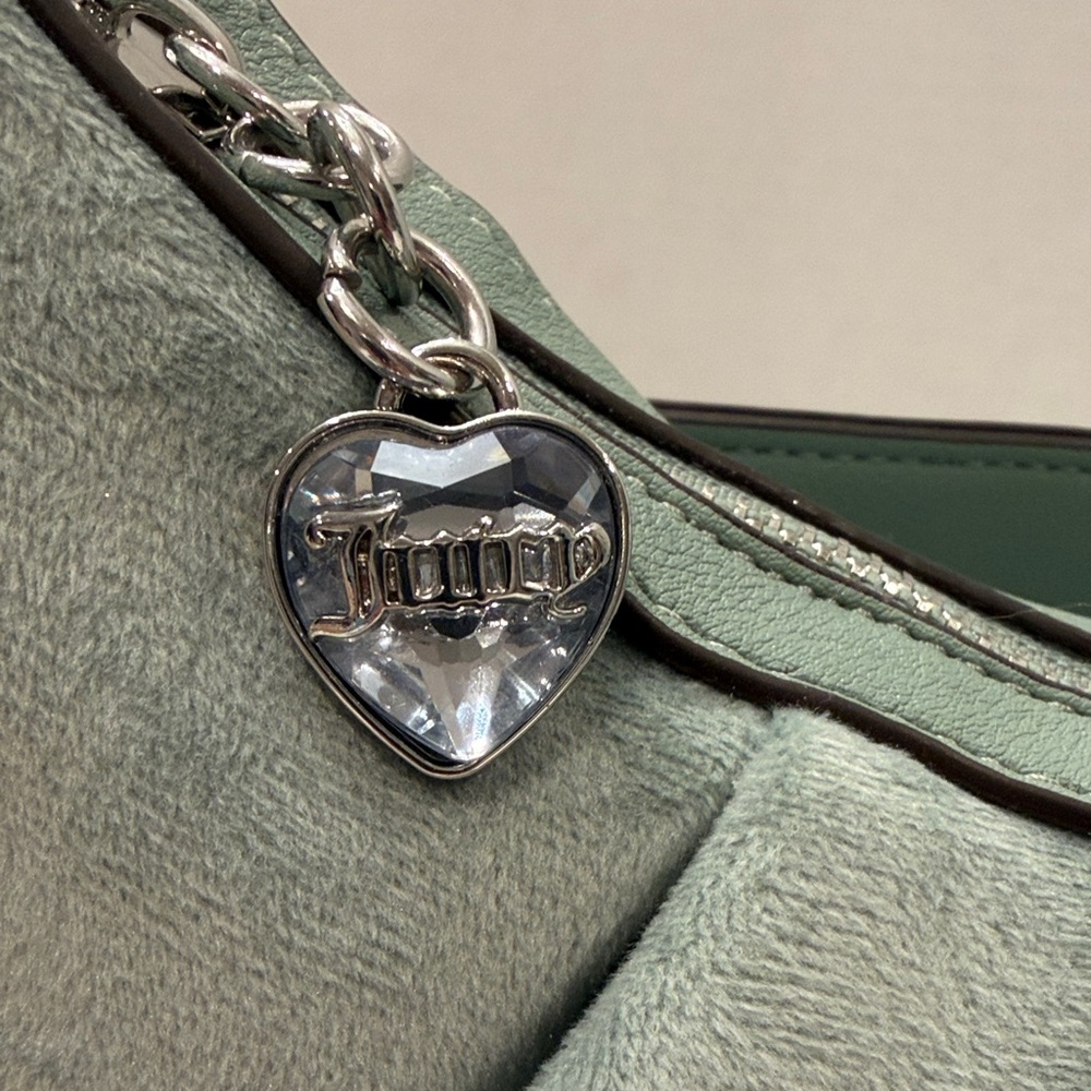 Juicy Couture Sage Green Rhinestone Heart Hobo Bag NWT - Picture 5 of 8